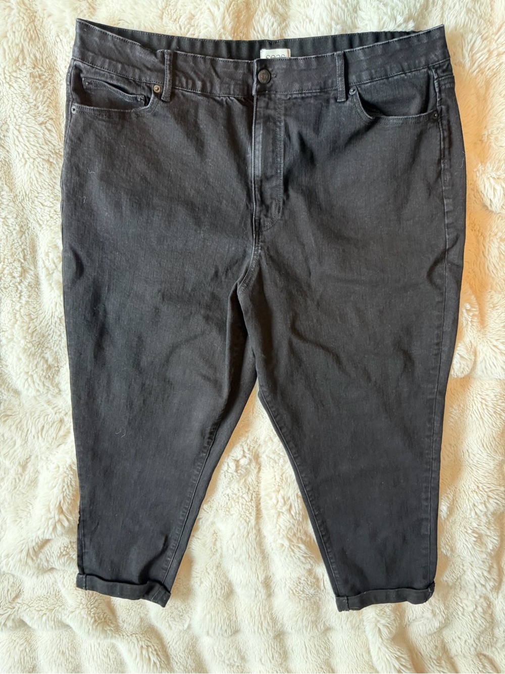 Seas Seventy Eight and Sunny 20W Black Stretch Capri Jeans Cuffed Hem